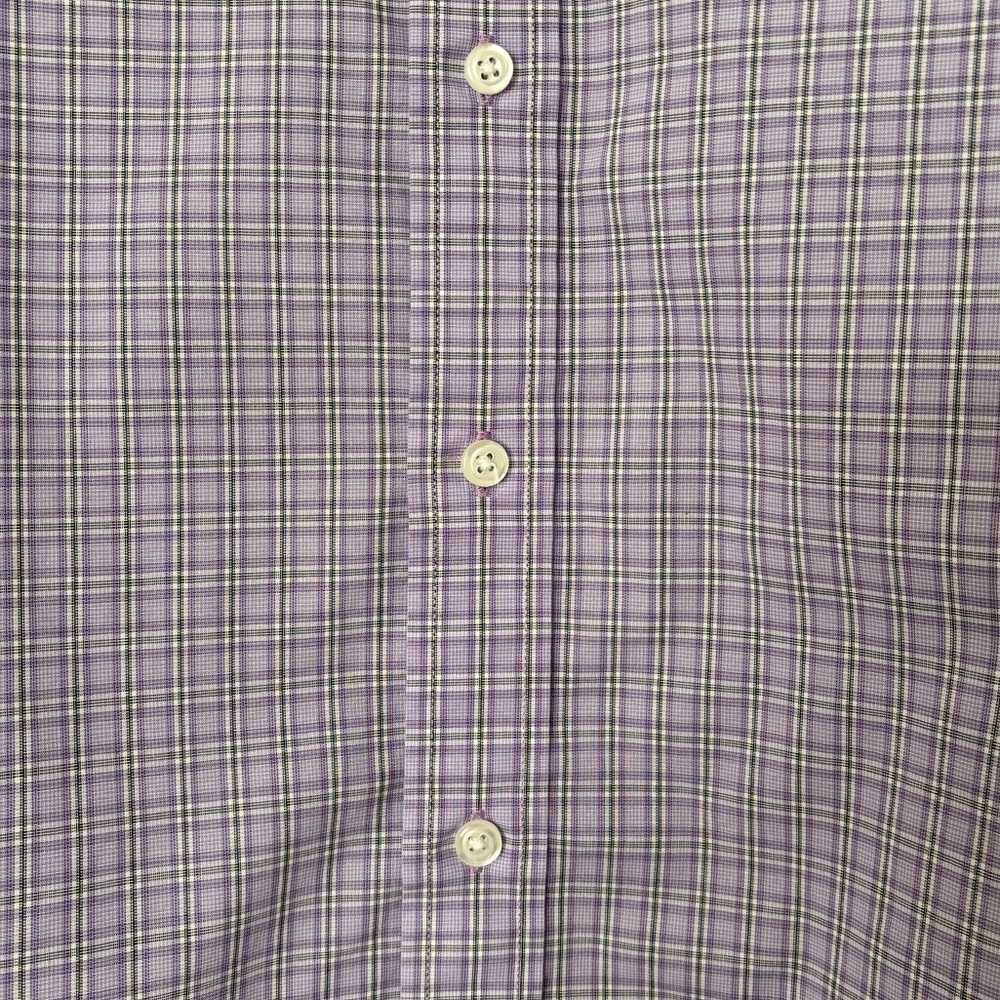 Haggar • Men's Classic Fit Lavender Plaid Button Down Shirt - Wrinkle Resistant - Picture 3 of 12